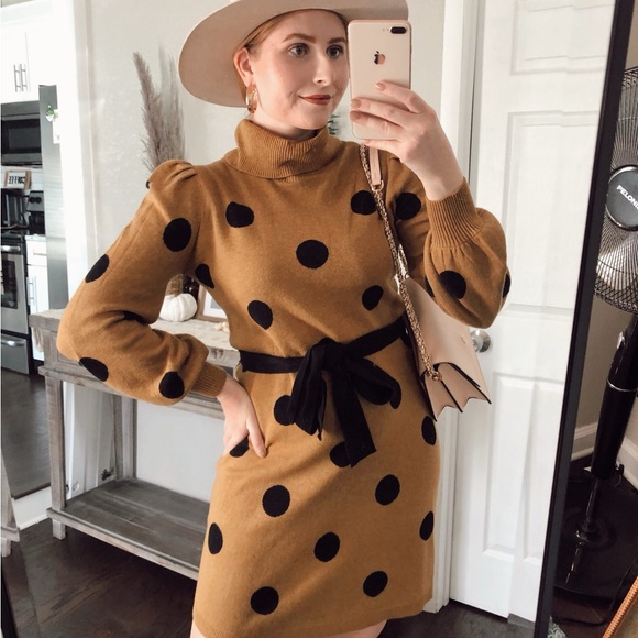 Who What Wear Dresses & Skirts - Who What Wear Tan Long Sleeve Turtleneck Dress